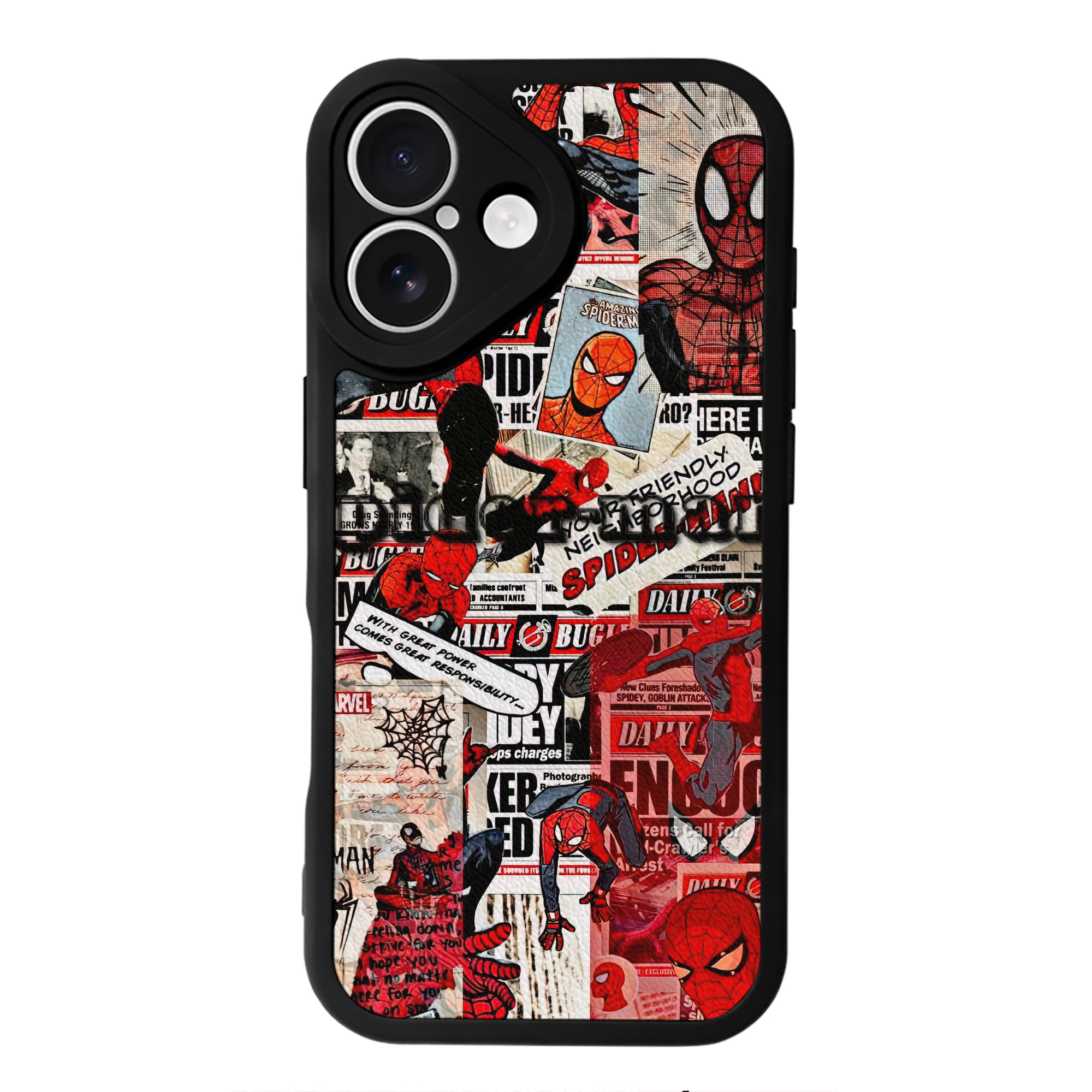 Spider Man スパイダーマン 【iPhone 16シリーズ対応】シリコンスマホケース（レザー調） 材質：シリコン